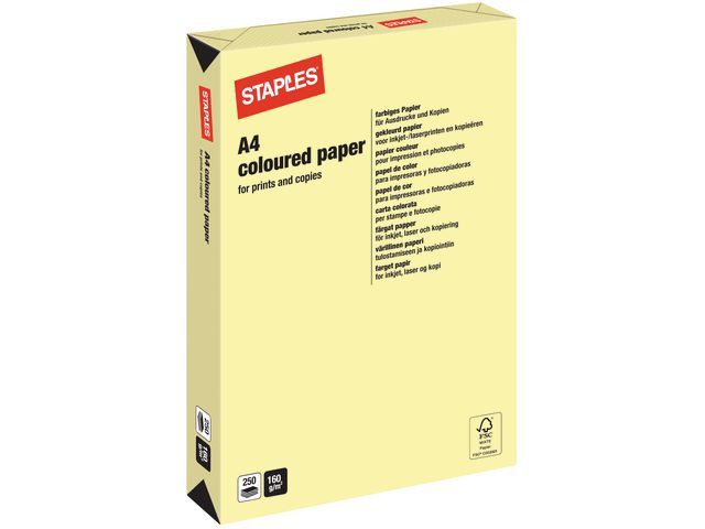 Our Choice Gekleurd papier A4, 160 g/mu00b2, kanariegeel (pak 250 vel)