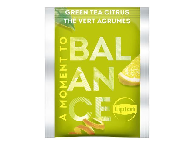 Lipton Citrus Green Tea, 25 afzonderlijk verpakte theezakjes (doos 6 x 25 stuks)